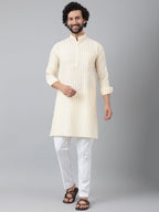 RIAG Beige Men's Ethnic Long Kurta And Pyjama Set - Distacart