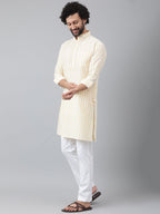 RIAG Beige Men's Ethnic Long Kurta And Pyjama Set - Distacart