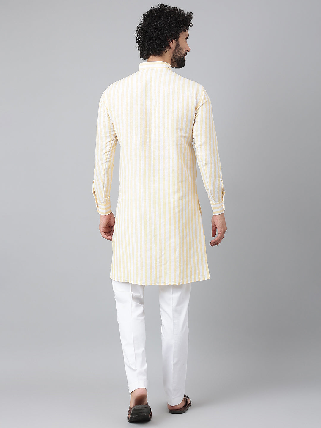 RIAG Beige Color Long Sleeves Ethnic Men's Cotton Long Kurta - Distacart