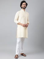 RIAG Beige Color Long Sleeves Ethnic Men's Cotton Long Kurta - Distacart