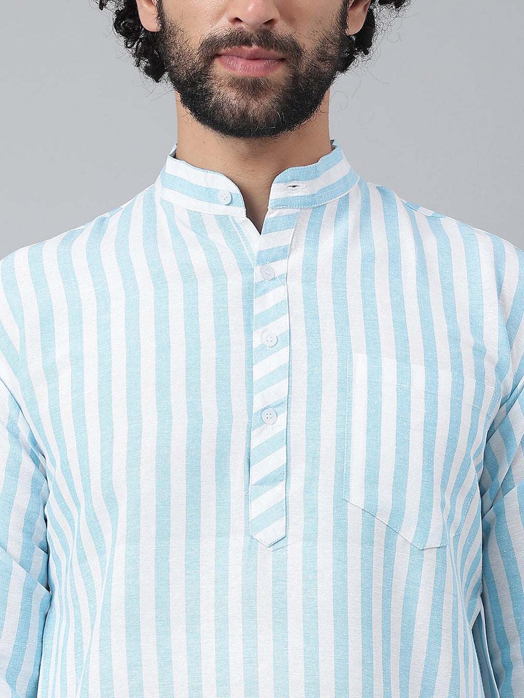 RIAG Blue Color Long Sleeves Ethnic Men's Cotton Long Kurta - Distacart