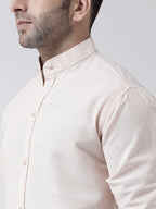RIAG Beige Men's Chinese Collar Full Sleeves Shirt - Distacart