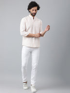 RIAG Beige Men's Chinese Collar Full Sleeves Shirt - Distacart