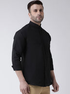 RIAG Black Men's Chinese Collar Full Sleeves Shirt - Distacart