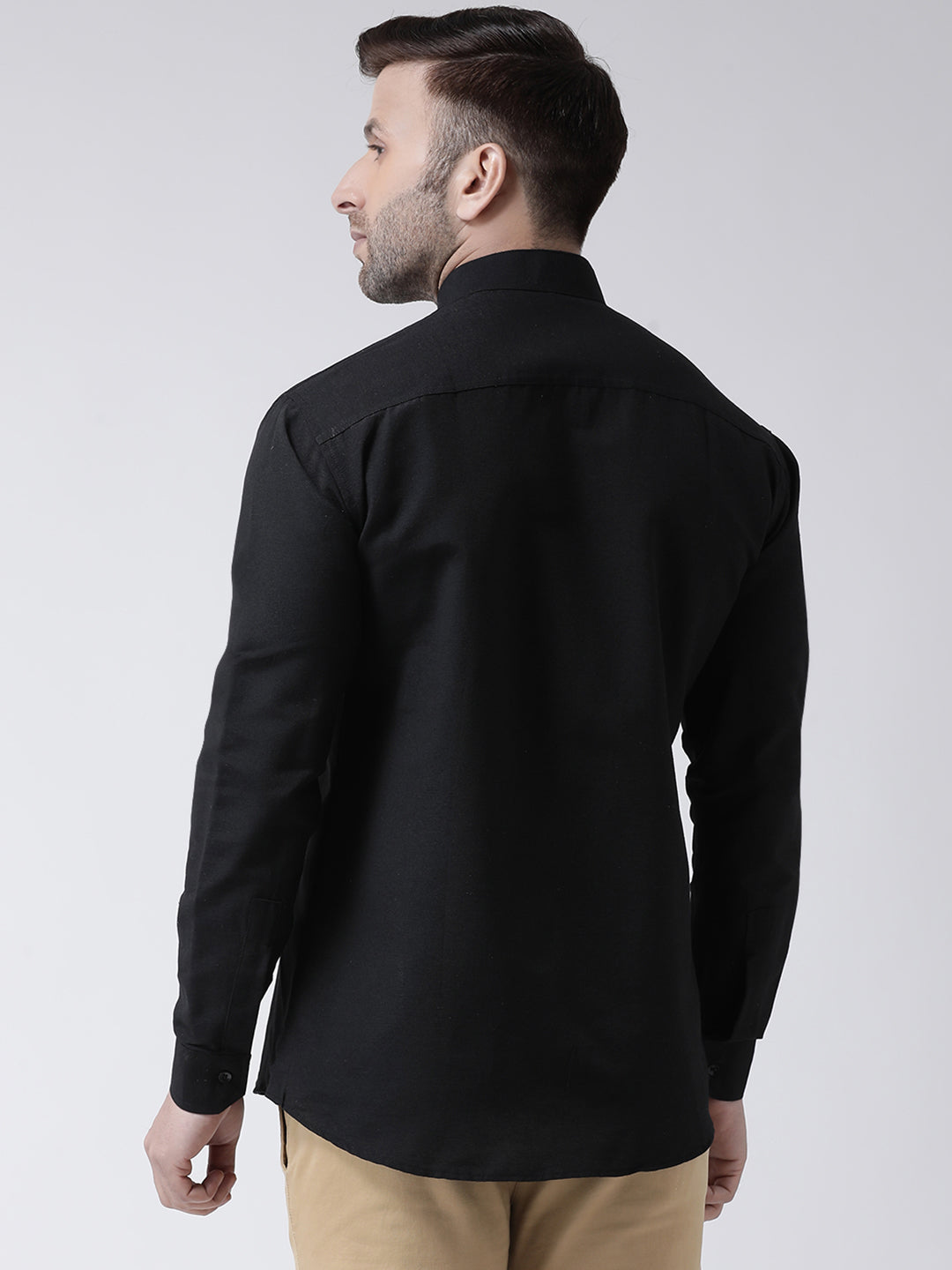 RIAG Black Men's Chinese Collar Full Sleeves Shirt - Distacart