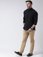 RIAG Black Men's Chinese Collar Full Sleeves Shirt - Distacart
