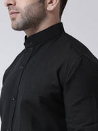 RIAG Black Men's Chinese Collar Full Sleeves Shirt - Distacart