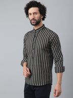 RIAG Black Men's Chinese Collar Full Sleeves Shirt - Distacart