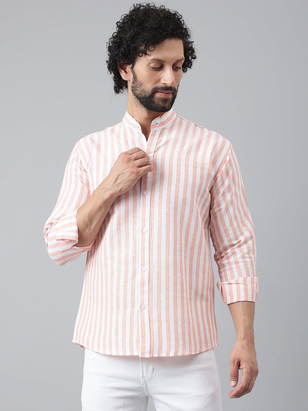 RIAG Orange Men's Chinese Collar Full Sleeves Shirt
