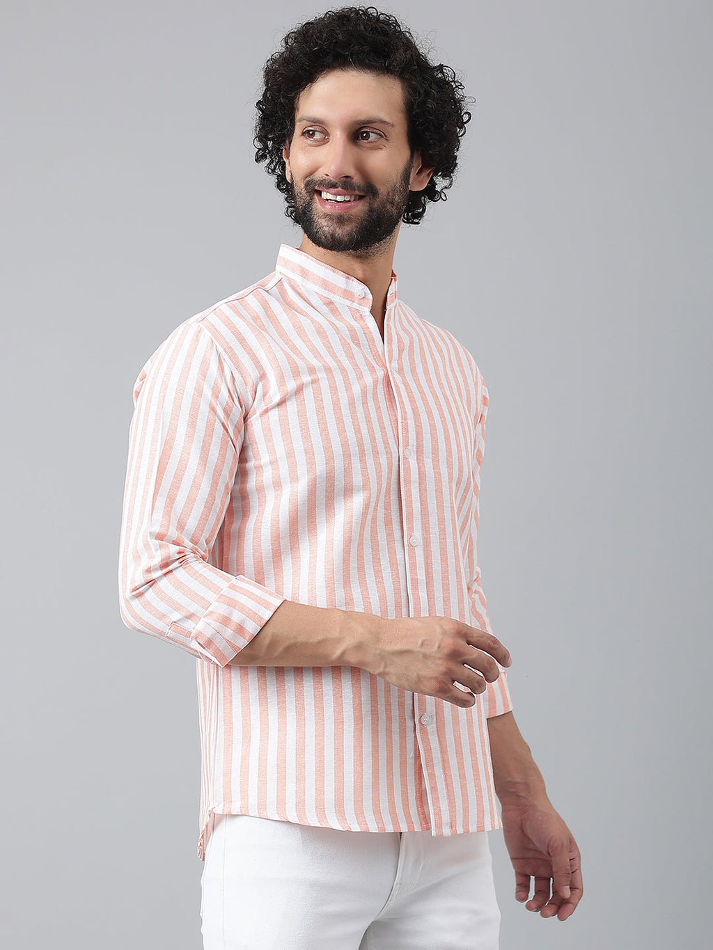 RIAG Orange Men's Chinese Collar Full Sleeves Shirt - Distacart