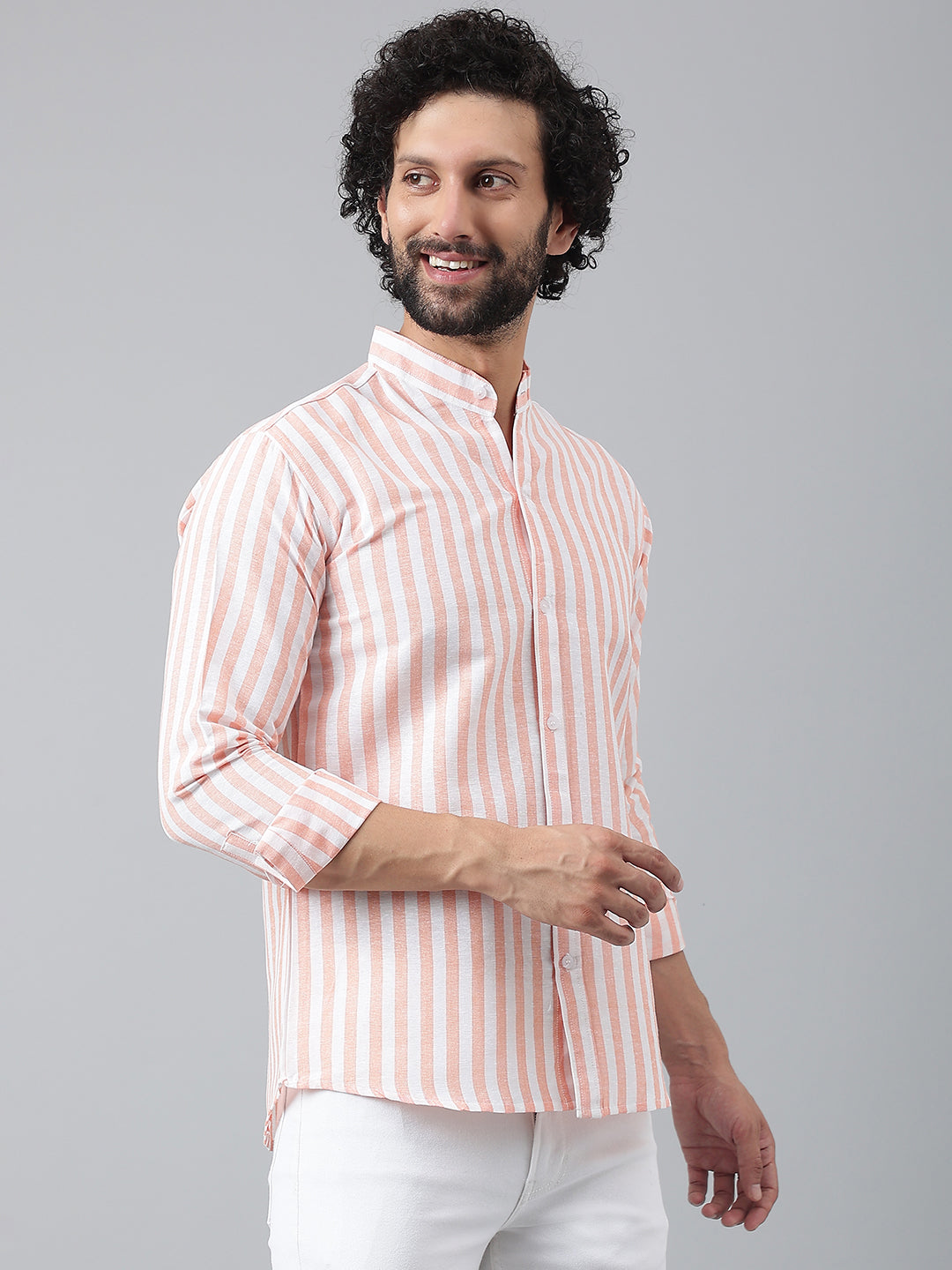 RIAG Orange Men's Chinese Collar Full Sleeves Shirt - Distacart