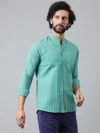 RIAG Blue Men's Chinese Collar Full Sleeves Shirt - Distacart