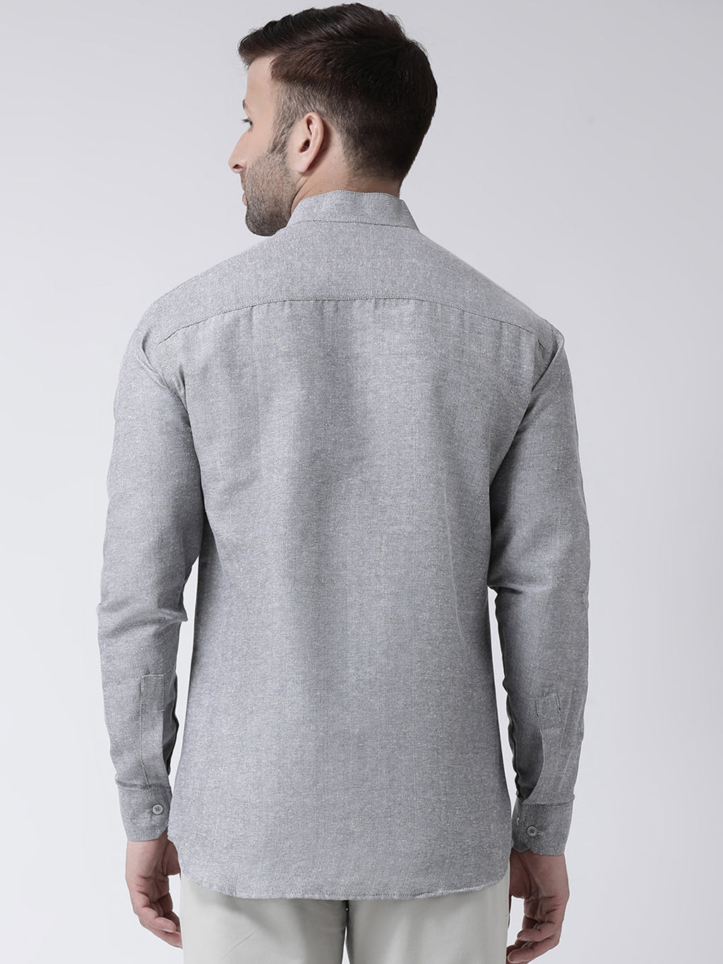 RIAG Grey Men's Chinese Collar Full Sleeves Shirt - Distacart