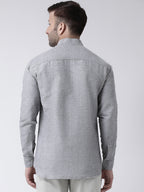 RIAG Grey Men's Chinese Collar Full Sleeves Shirt - Distacart