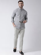 RIAG Grey Men's Chinese Collar Full Sleeves Shirt - Distacart