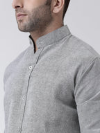 RIAG Grey Men's Chinese Collar Full Sleeves Shirt - Distacart