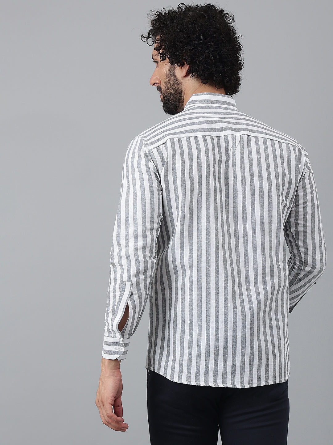 RIAG Grey Men's Chinese Collar Full Sleeves Shirt - Distacart