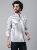 RIAG Grey Men's Chinese Collar Full Sleeves Shirt - Distacart