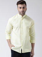 RIAG Yellow Men's Chinese Collar Full Sleeves Shirt - Distacart