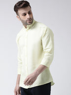RIAG Yellow Men's Chinese Collar Full Sleeves Shirt - Distacart