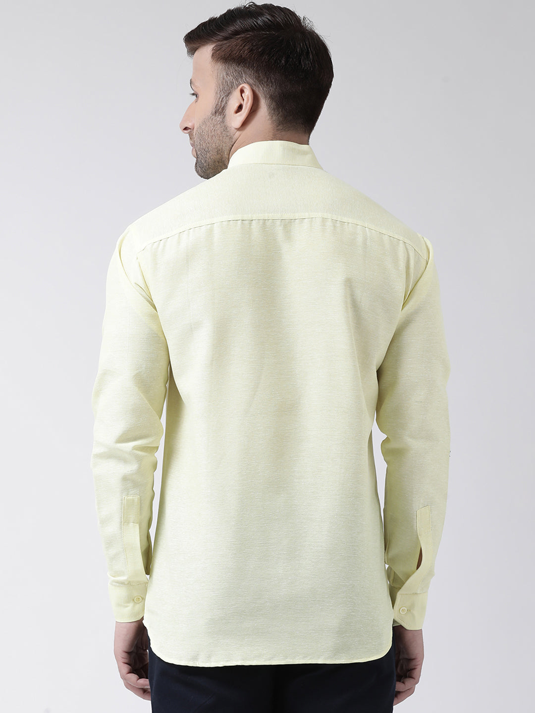 RIAG Yellow Men's Chinese Collar Full Sleeves Shirt - Distacart