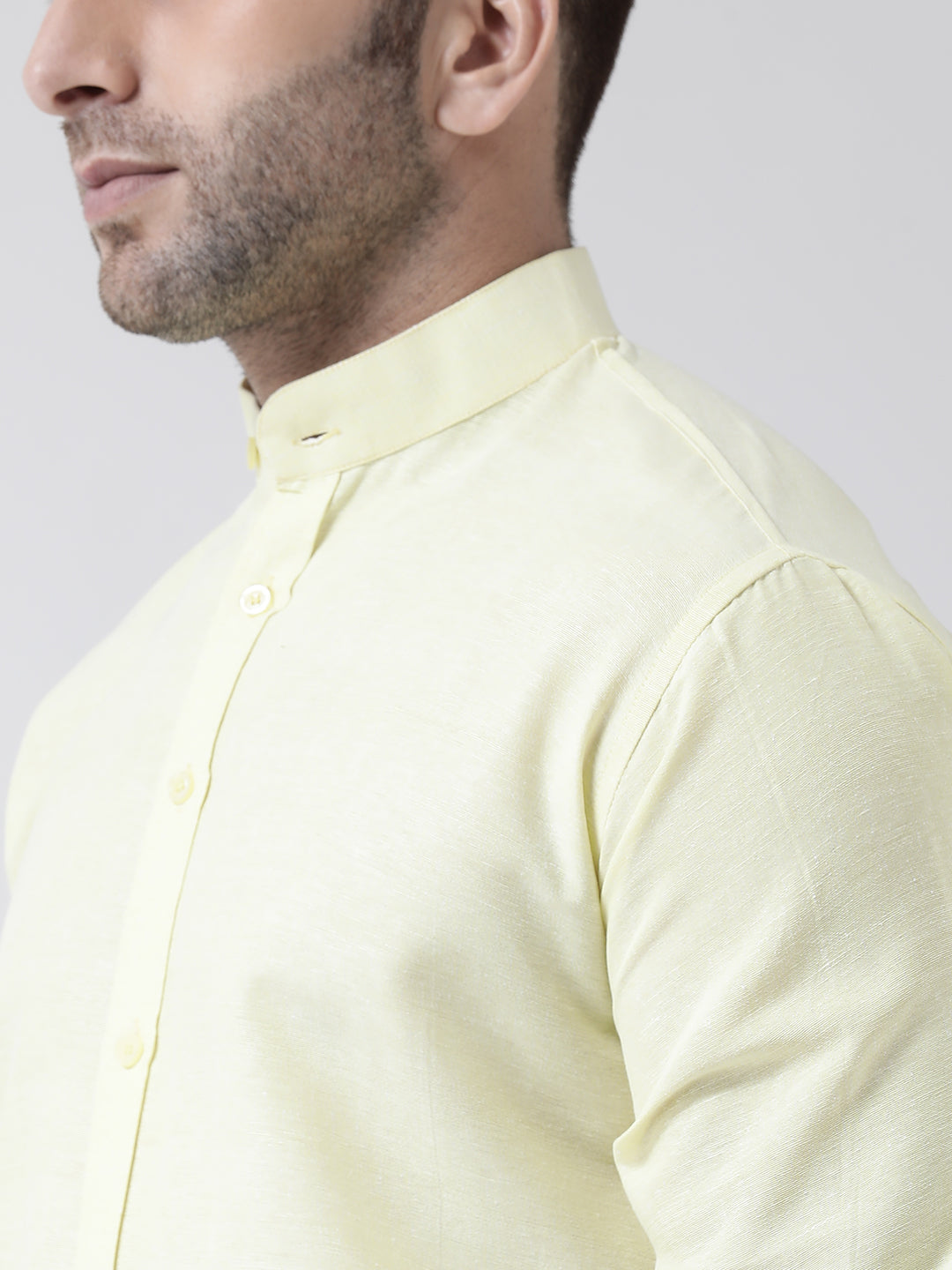 RIAG Yellow Men's Chinese Collar Full Sleeves Shirt - Distacart