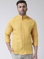 RIAG Mustard Men's Chinese Collar Full Sleeves Shirt - Distacart