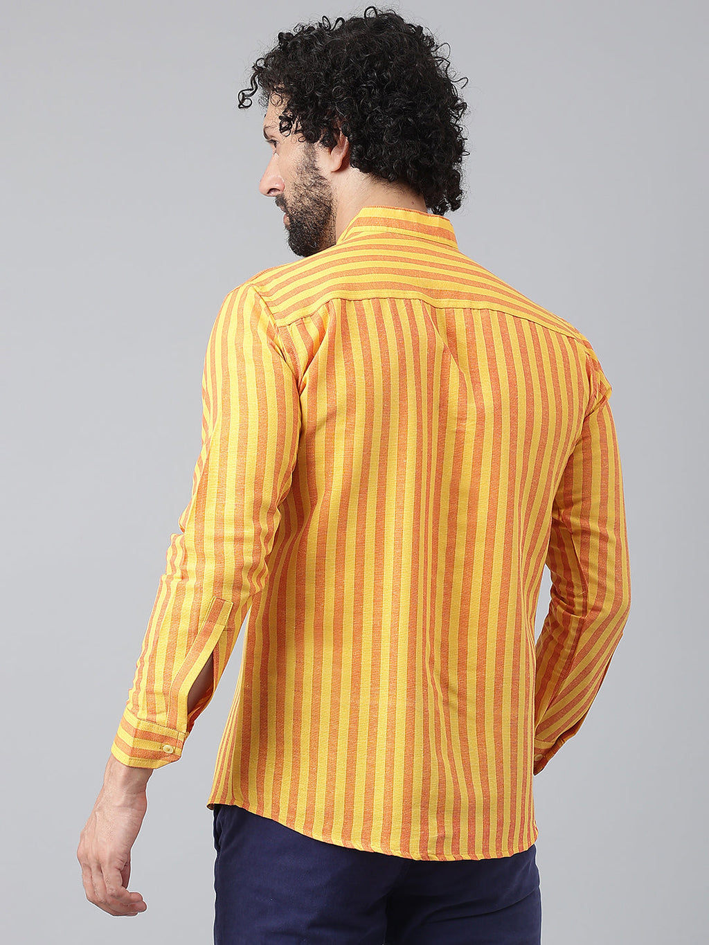 RIAG Yellow Men's Chinese Collar Full Sleeves Shirt - Distacart