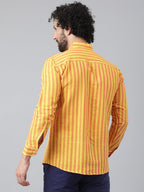 RIAG Yellow Men's Chinese Collar Full Sleeves Shirt - Distacart