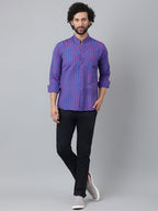 RIAG Blue Men's Chinese Collar Full Sleeves Shirt - Distacart