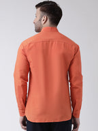 RIAG Orange Men's Chinese Collar Full Sleeves Shirt - Distacart