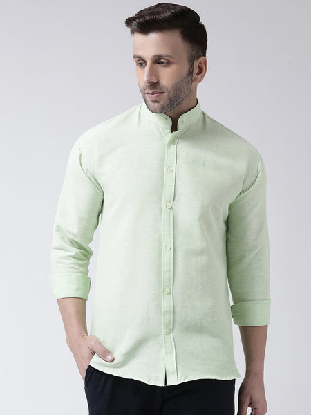 RIAG Green Men's Chinese Collar Full Sleeves Shirt
