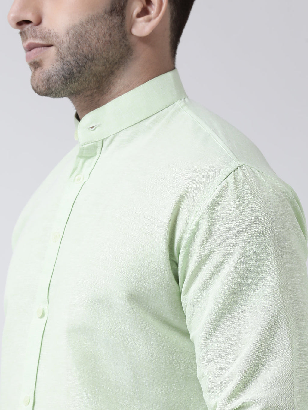 RIAG Green Men's Chinese Collar Full Sleeves Shirt - Distacart