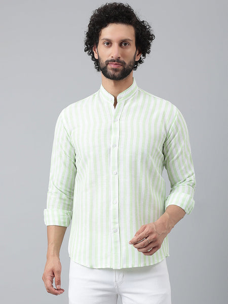 RIAG Green Men's Chinese Collar Full Sleeves Shirt