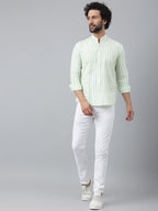 RIAG Green Men's Chinese Collar Full Sleeves Shirt - Distacart
