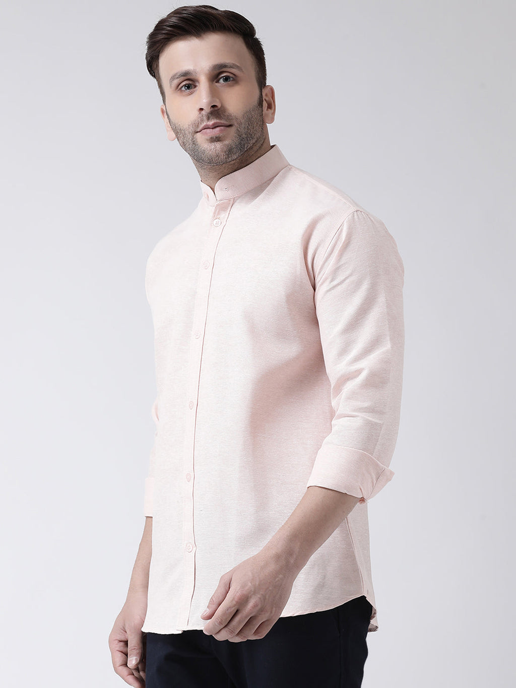 RIAG Peach Men's Chinese Collar Full Sleeves Shirt - Distacart