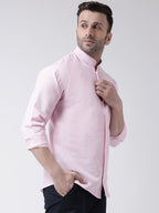 RIAG Pink Men's Chinese Collar Full Sleeves Shirt - Distacart