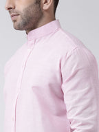 RIAG Pink Men's Chinese Collar Full Sleeves Shirt - Distacart