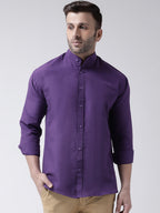 RIAG Purple Men's Chinese Collar Full Sleeves Shirt - Distacart