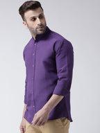 RIAG Purple Men's Chinese Collar Full Sleeves Shirt - Distacart