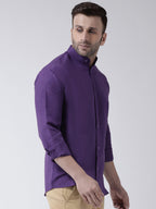 RIAG Purple Men's Chinese Collar Full Sleeves Shirt - Distacart