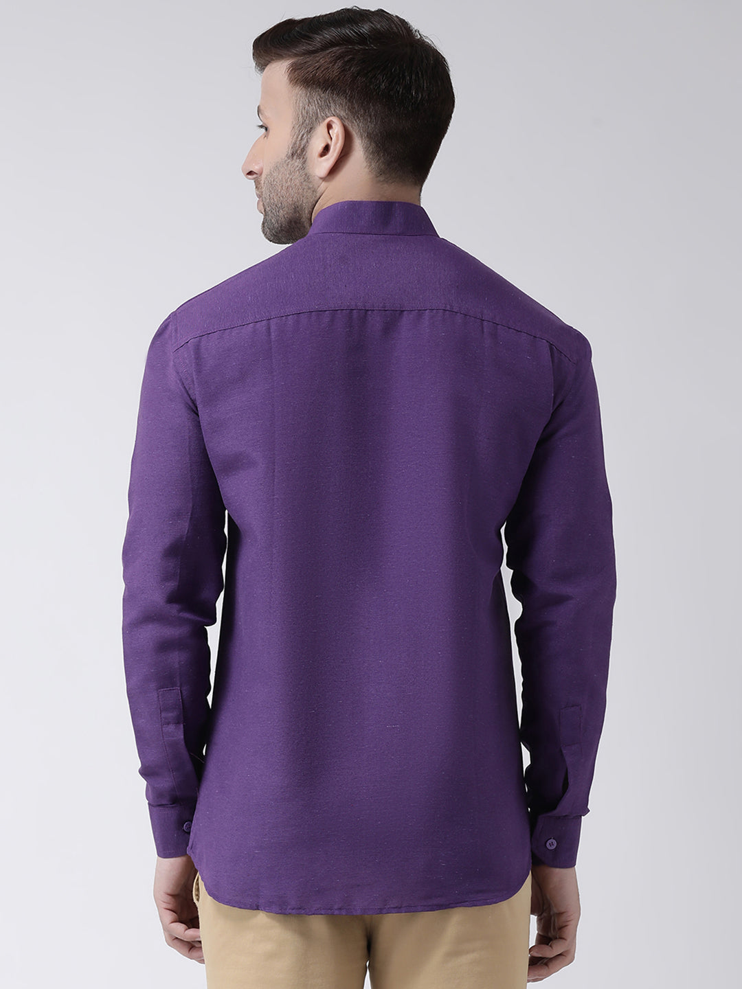 RIAG Purple Men's Chinese Collar Full Sleeves Shirt - Distacart