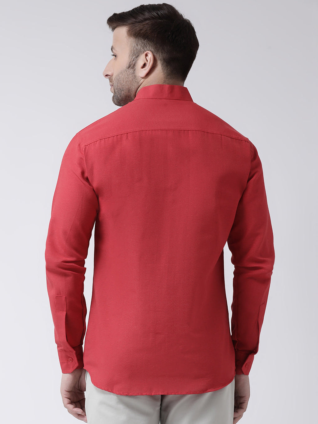 RIAG Red Men's Chinese Collar Full Sleeves Shirt - Distacart