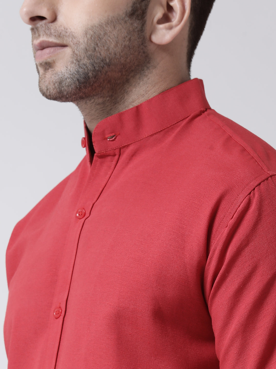 RIAG Red Men's Chinese Collar Full Sleeves Shirt - Distacart