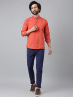 RIAG Red Men's Chinese Collar Full Sleeves Shirt - Distacart