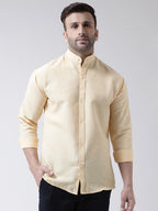 RIAG Beige Men's Chinese Collar Full Sleeves Shirt - Distacart