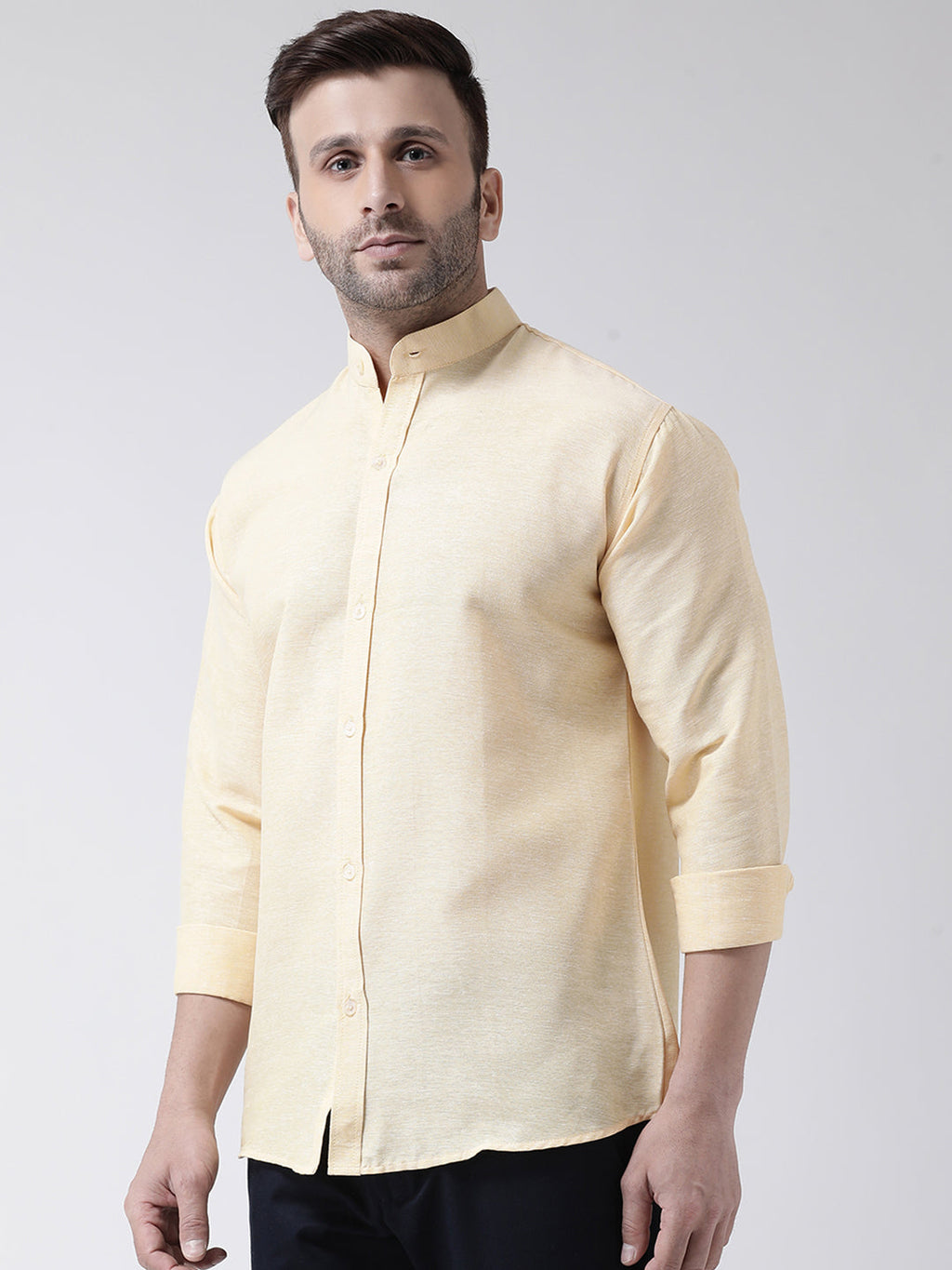 RIAG Beige Men's Chinese Collar Full Sleeves Shirt - Distacart