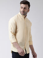 RIAG Beige Men's Chinese Collar Full Sleeves Shirt - Distacart