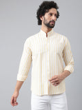RIAG Beige Men's Chinese Collar Full Sleeves Shirt - Distacart