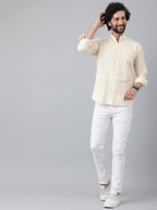 RIAG Beige Men's Chinese Collar Full Sleeves Shirt - Distacart